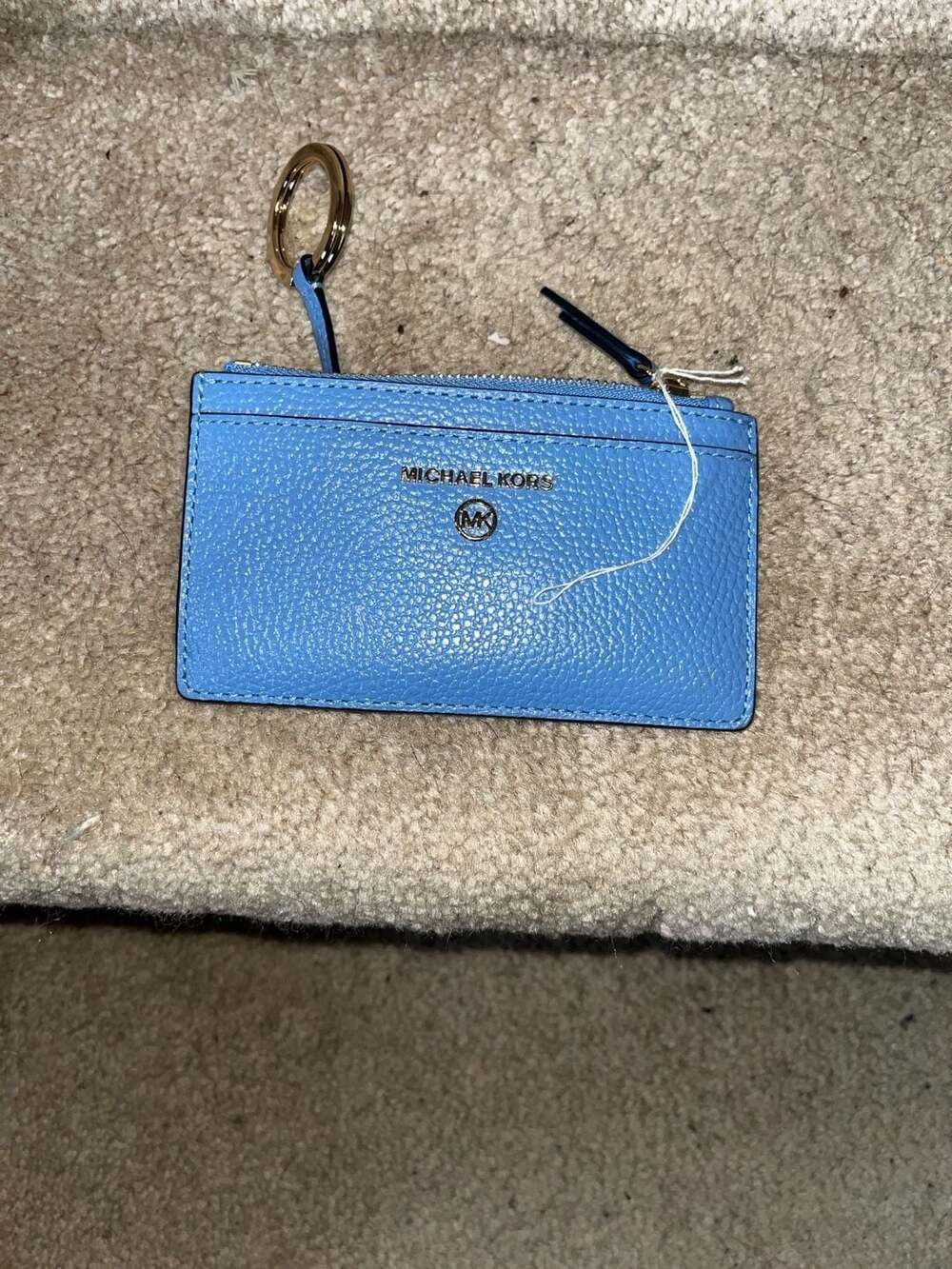 Michael Kors Jet Set Charm Small Leather Zip Key Card Case - Pacific Blue